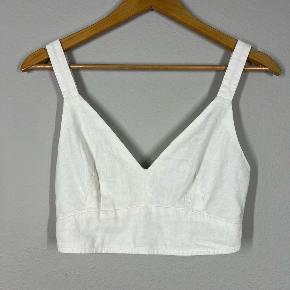 Abercrombie & Fitch White V-Neck Crop Top